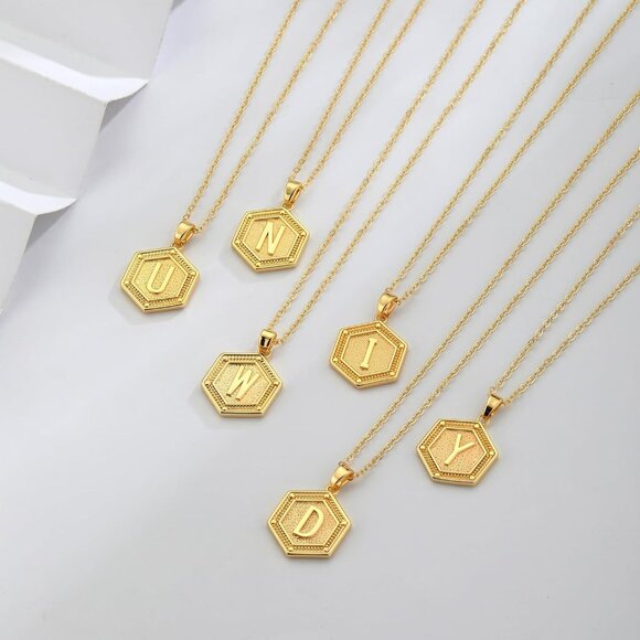 Gold Initial Letter Necklace - 16.5 Inches with 2-Inch Extension | Gift for Her - Picture 4 of 6